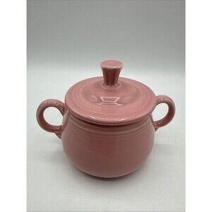Vintage Fiesta Rose Pink Covered Sugar Bowl Homer Laughlin USA